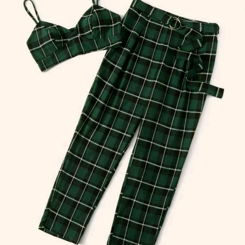 Shein Plaid Bralette and Pants Set